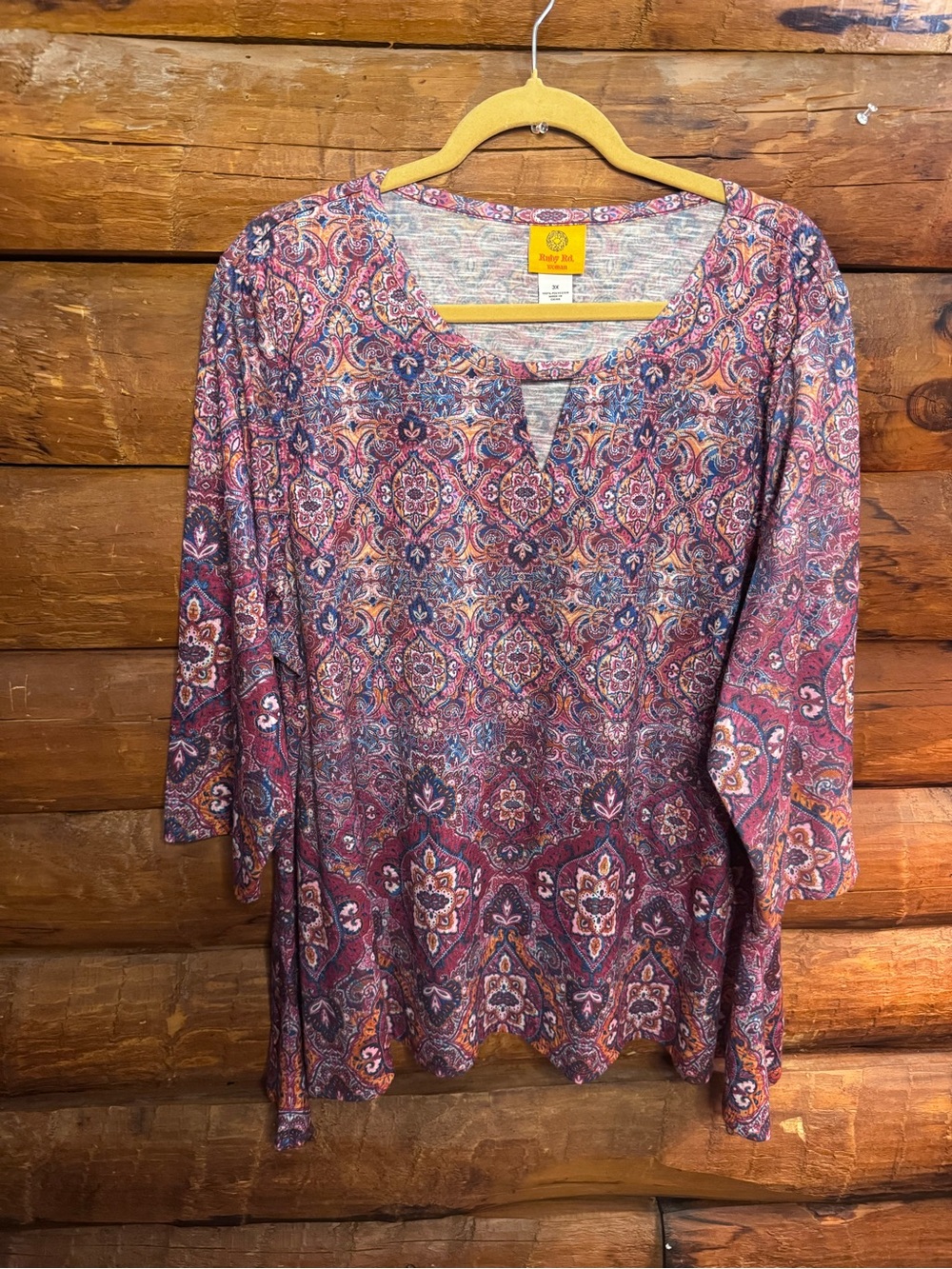 Ruby Rd. Size 3x Maroon Paisley top